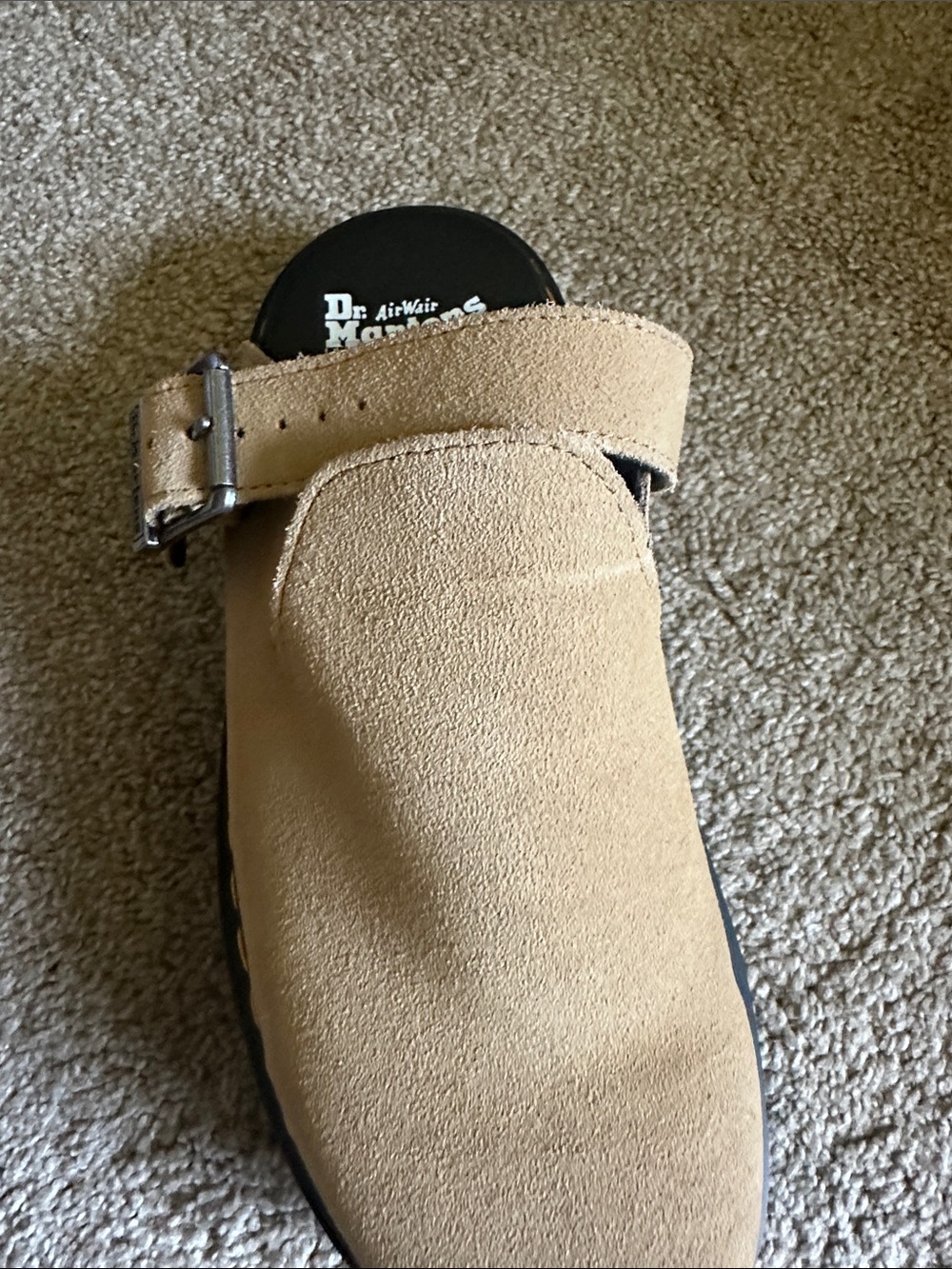 Dr. Martens Beige Suede Buckle Clog zebzag platform - Picture 10 of 11